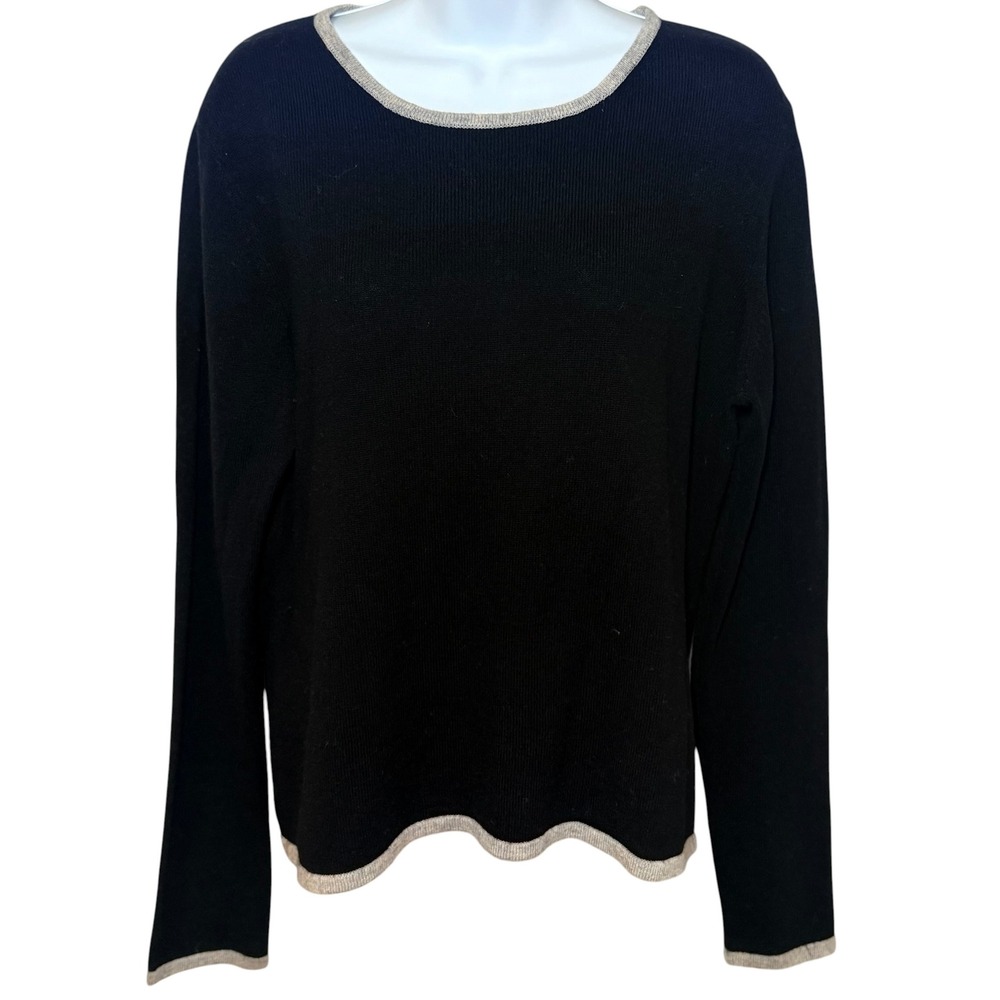 Evelyn Cashmere Pullover Sweater Womens XL Black 100% Cashmere Long Sleeve Knit